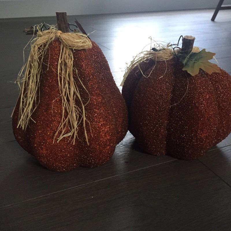 Fall Decorations(2) Orange Beaded Pumpkins