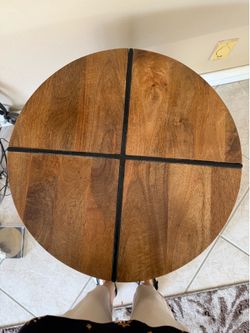 Solid Wood Coffee Table + Round Side Table Set — $65 for Both