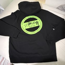 Stüssy Black Hoodie Neon Green Back Logo Size (US L) black