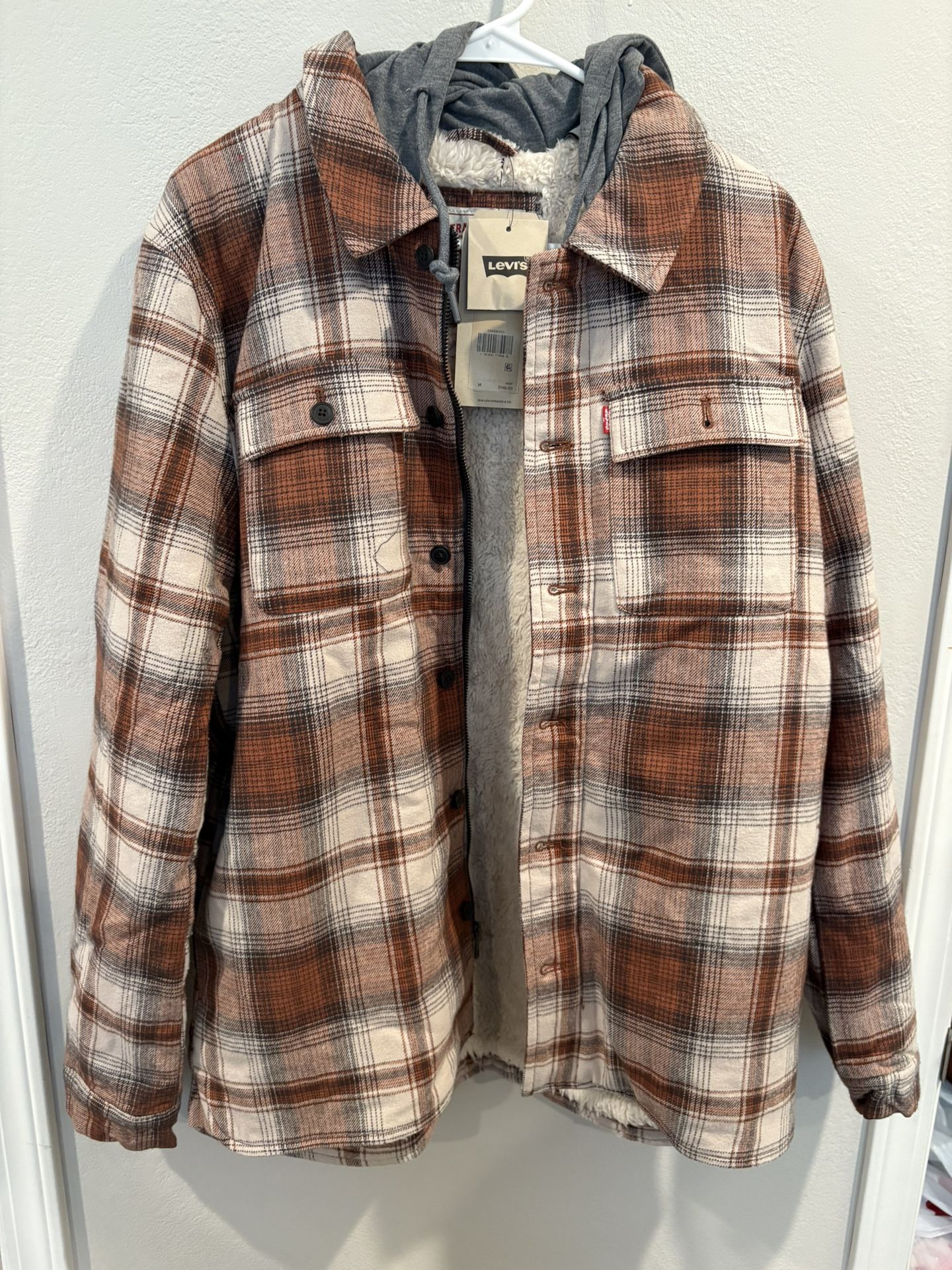 Levi’s Cotton Plaid Sherpa Lined Shacket Men’s Size...