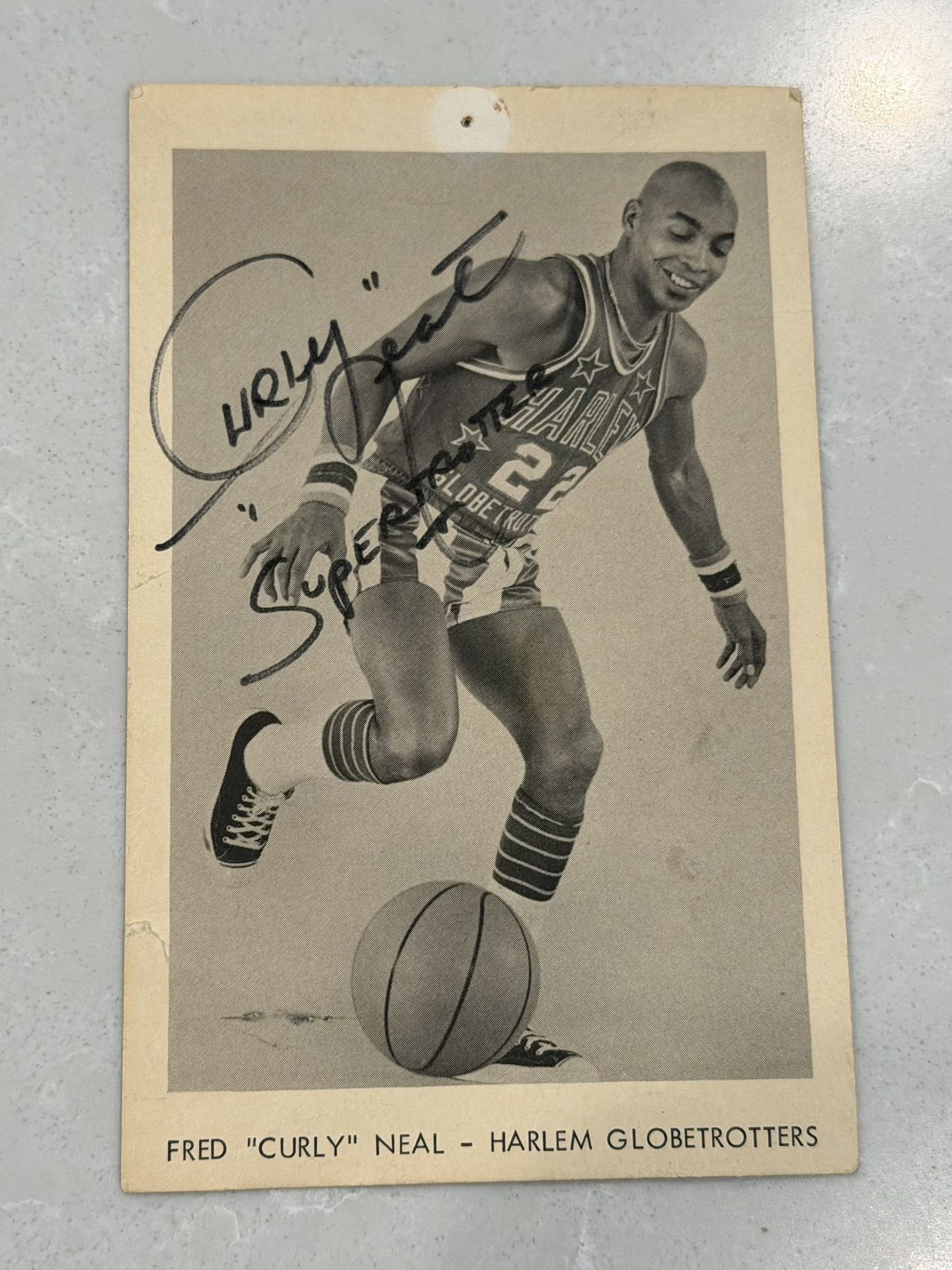 Fred “Curly” Neal- Harlem Globetrotters Basketball Signed Photo
