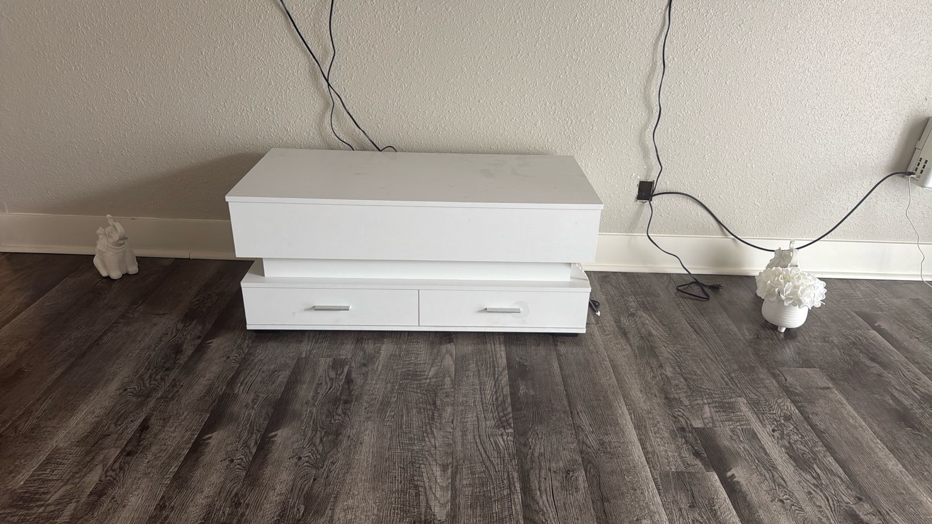 White Living Table With Storages Drawers