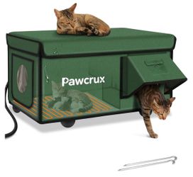 Weatherproof outdoor air-conditioned cat house in winter, heated cat bed with cat heating pad