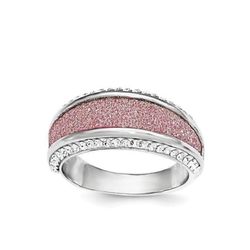 Pink Glitter Sterling Silver Ring / Fine Jewelry