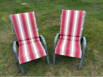 2 patio chairs with cushions