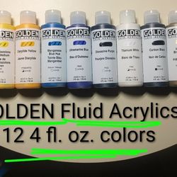 12 GOLDEN Fluid Acrylics 
4 fl. oz. bottles. 
ALL BRAND NEW!!!!!