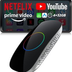 🌼 Magic Box - Al Box CarPlay & Android Auto Wireless, 4GB+32GB Support YouTube, Netflix, Prime Video, Disney+, Spotify w/HDMI-Out, Dual Wi-Fi & BT(5.