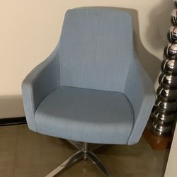 Blue chrome chair mid century