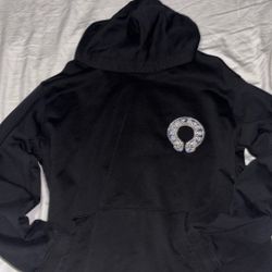 Chrome hearts blue and gold patch black hoodie 