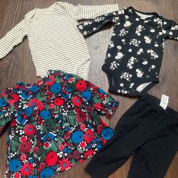 Lot of 4 Girls Shirts And Pants Size 6 months by Carters #3