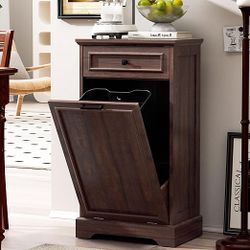 Spurgehom 13 Gallons Tilt Out Trash Can Cabinet Hidden Kitchen Waste Bins Free Standing Recycling