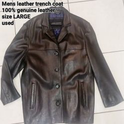 Leather Trench Coat Andrew Marc Size Large