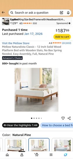Mellow Naturalista 12-Inch Solid Wood Platform Bed