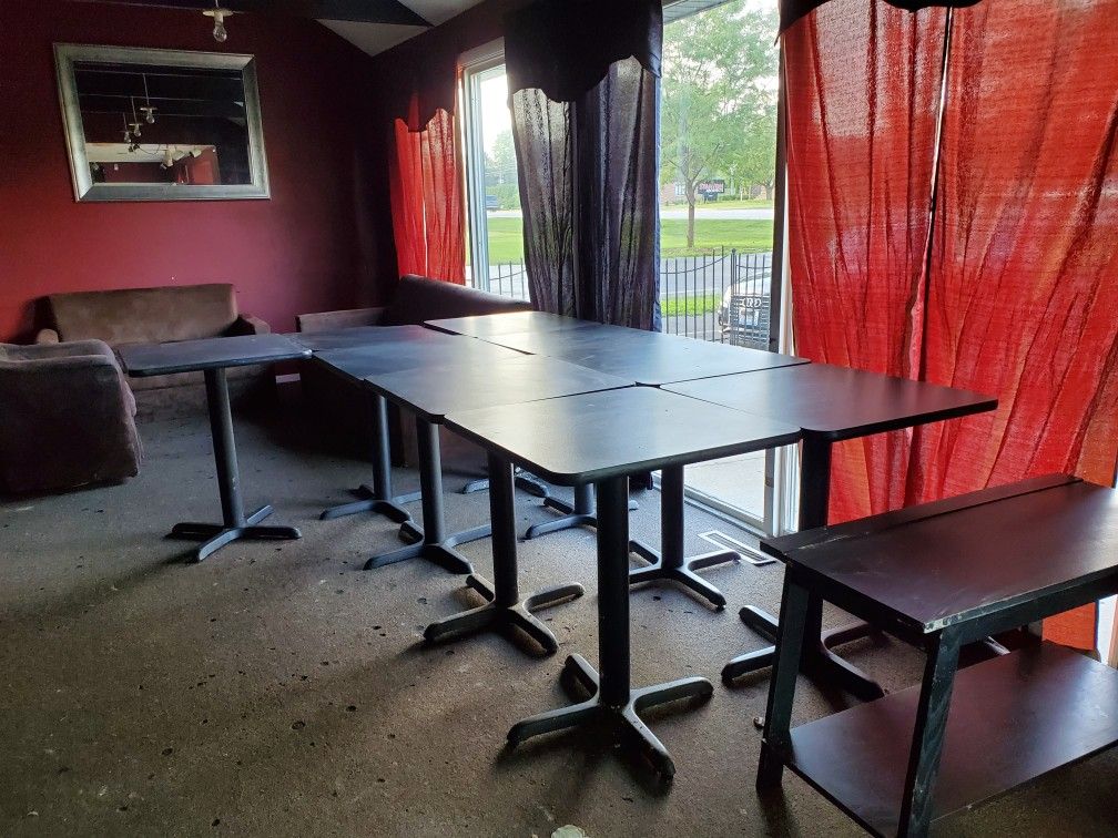 6 Four-Top Commercial Grade High Quality Restaurant Tables (Black)