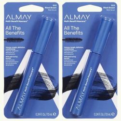 2 Pieces Of Almay Multi-Benefit Eye Waterproof Mascara - 4-in-1 Formula - 0.24 fl oz - 503 - Black Brown
