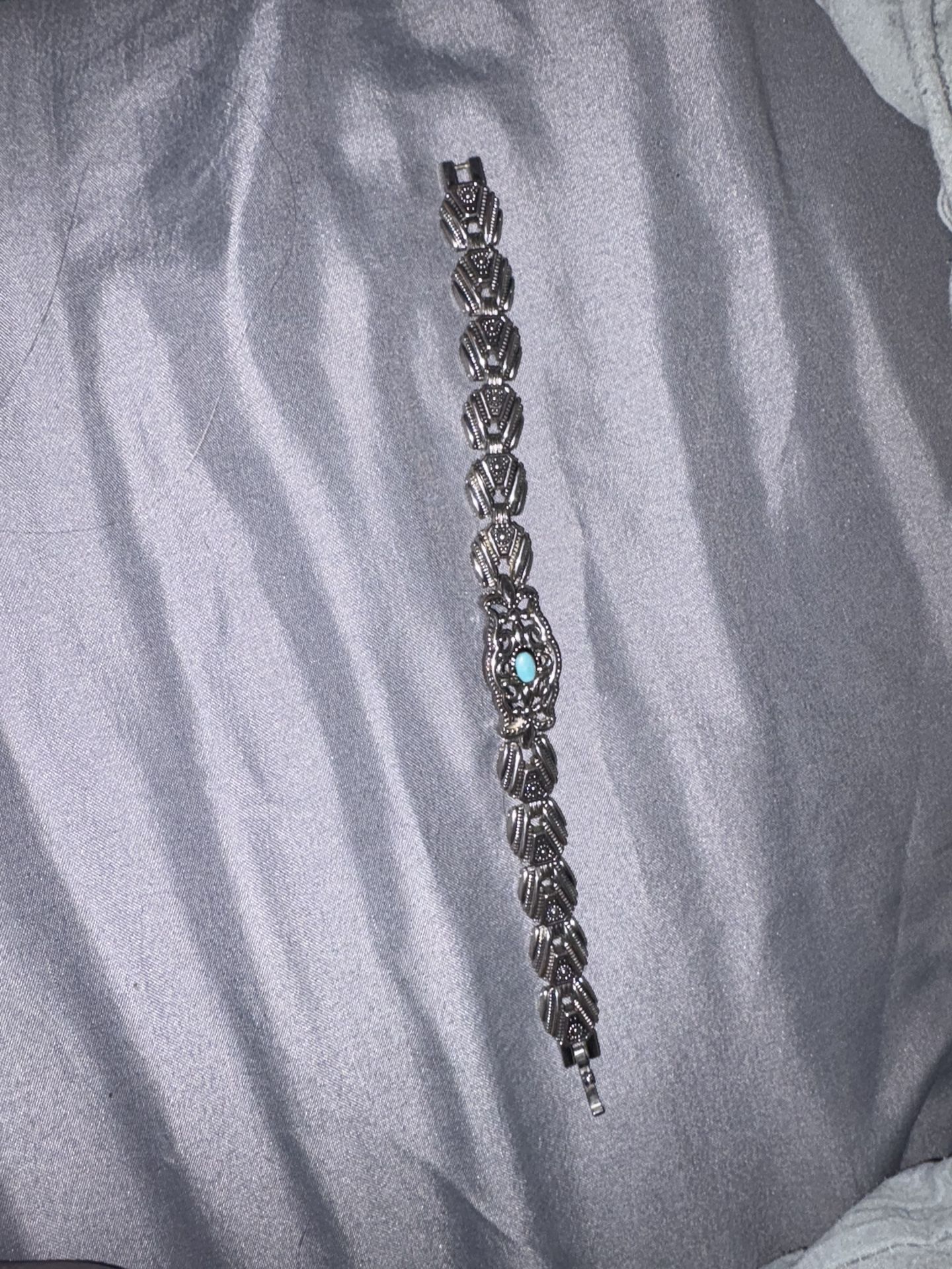 Silver Tone Turquoise Bracelet