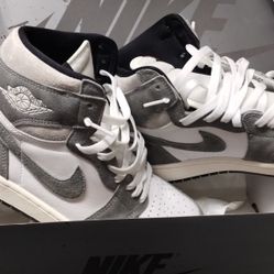 Nike Air Jordan 1 Retro High OG Washed Black Light Smoke Grey Sail New Size 10  have original have  receipts