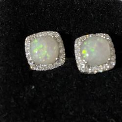 Cubic Zirconia & Faux opal stud earrings $5