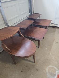 Mid Century Modern Walnut 2-tier Side Tables