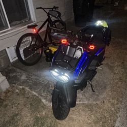 Moped, Tank, E-bike, Blue, 150cc