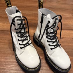 Dr. Martens Jadon Lace-Up Platform Boots in White