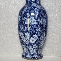 Larger Cobalt Blue And White Floral Wall Pocket