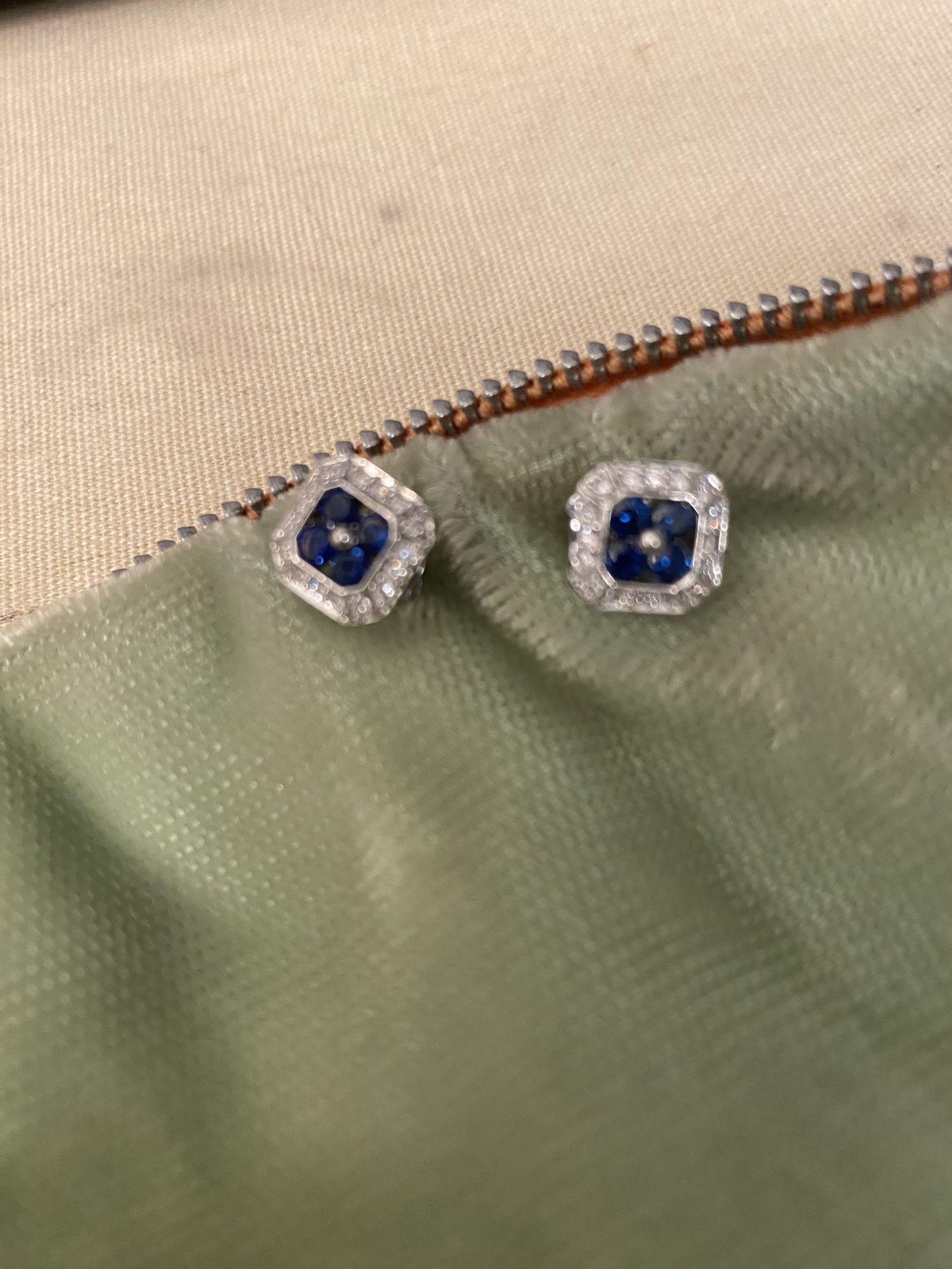 Sapphire Diamond Earrings In A Silver Setting
