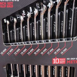 ICON Anti-Slip Grip Professional Metric Ratcheting Combination Wrench Set, 10-Piece