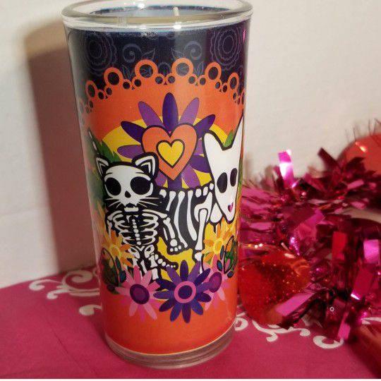 Mexican Cat & Dog Sugar Skull Candel New Day of the Dead Halloween