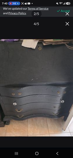 Black Painted Serpentine Dresser with Mixed Hardware