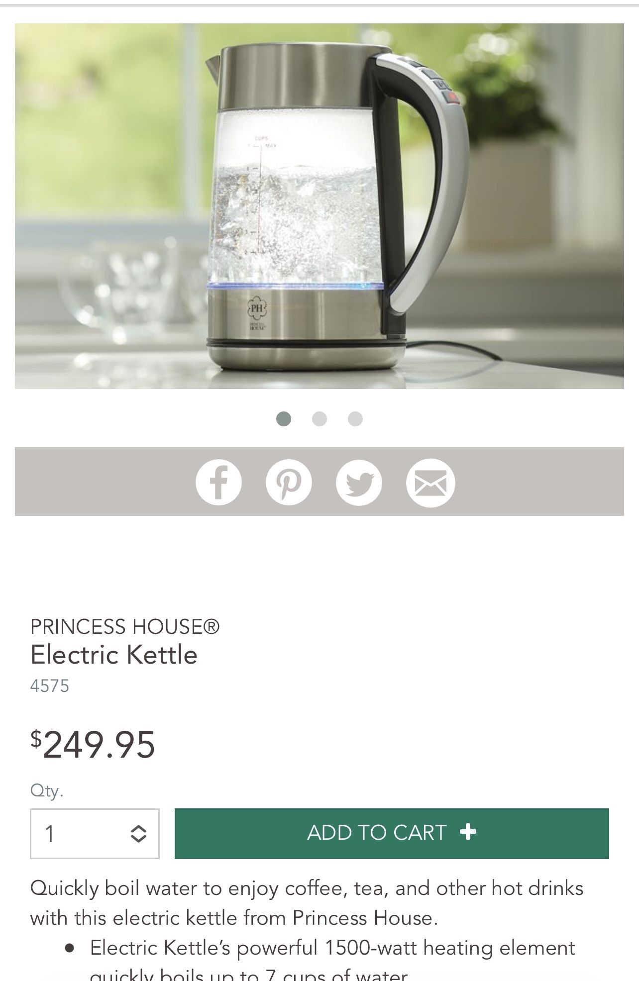 Princess House Electric Water Kettle - NEW IN BOX