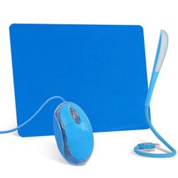 New Blue Wired Computer Mouse Set For Kids Teenagers