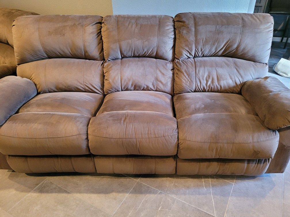  Brown couch and Lovesest Set & Reclining Chair