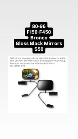 80-96 F150-F450 Bronco Gloss Black Mirrors $50