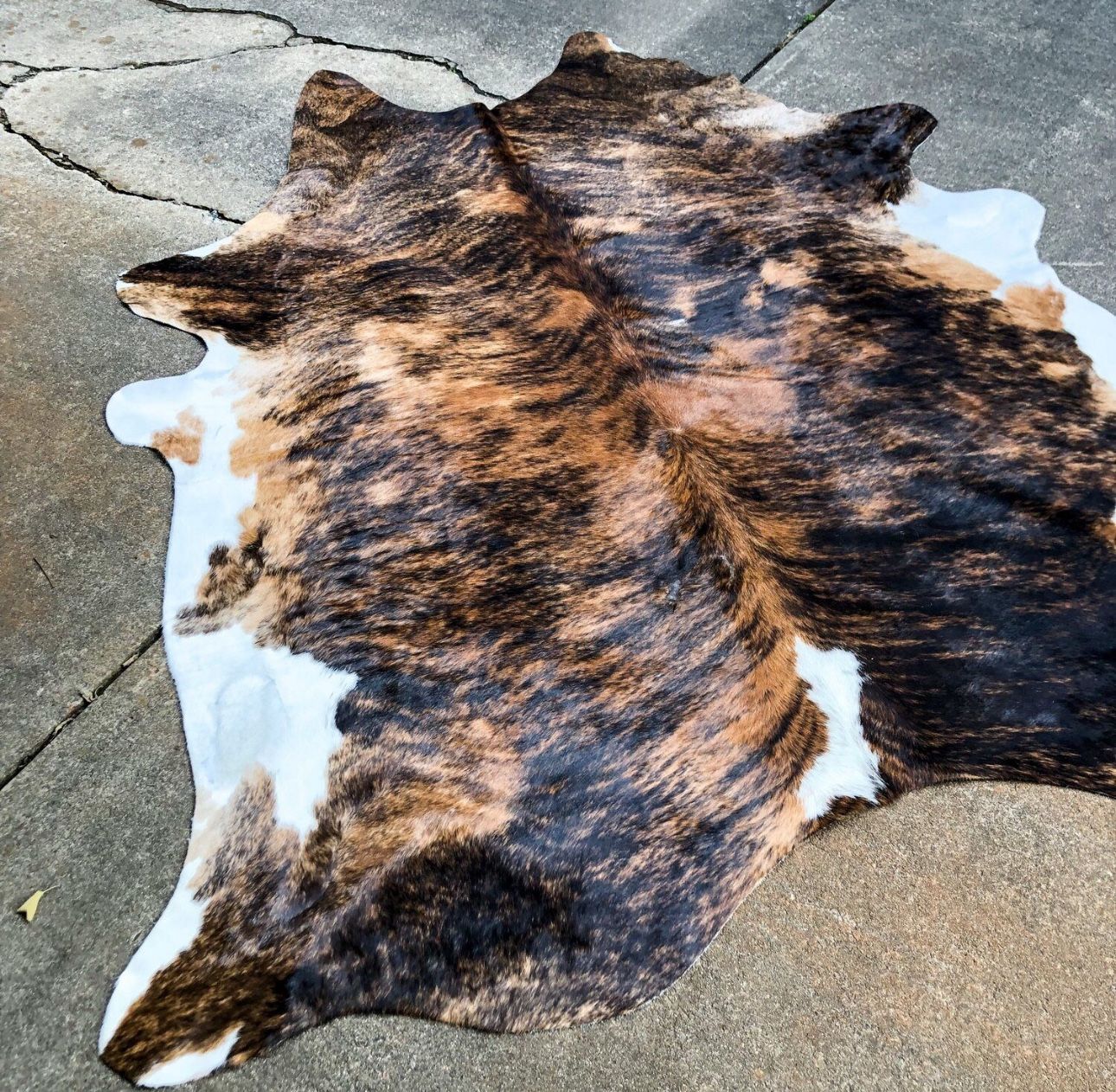 Tricolor Brindle Cowhide Rug