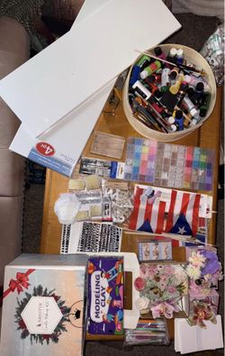Huge Craft Supply Bundle – Paints, Canvases, Beads, Clay, Flowers, Brushes & More. Over $300 worth.