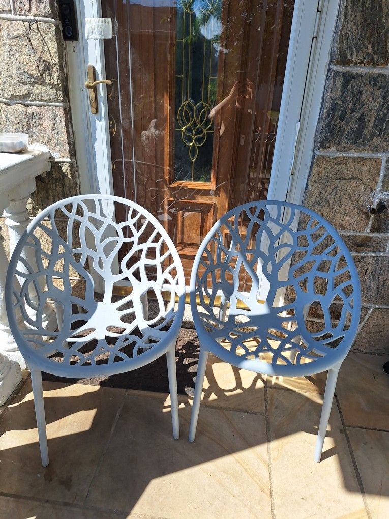 Set Of 2 Modern Outdoor Indoor Gray Chairs Queens 11357