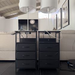 Two Nightstands/Dressers & Lamps