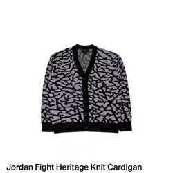 Nike Air Jordan Flight Heritage Cardigan Sweater Black Cement Grey DV7573-010 Large-XL