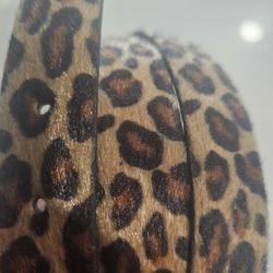 Leopard Print Belt Silver Buckle