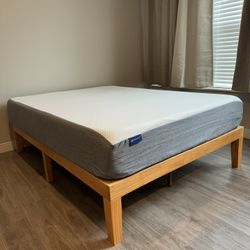 Molblly Full Size 6 Inch Cooling Gel Memory Foam Mattress With Wood Platform Bed Frame