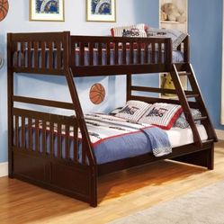 Twin/Full Bunk Bed-B2013 in Dark Cherry.

