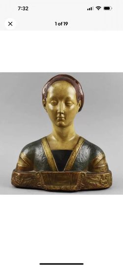 Beautiful Hand Painted Terracotta Bust of The Princessa d'Aragona