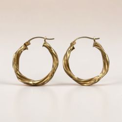 1" Gold hoop earrings #33353