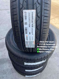 215/55R17 Hankook Ventus 94V New Set of Tires Installed and Balanced Set de Llantas Nuevas Instaladas y Balanceadas