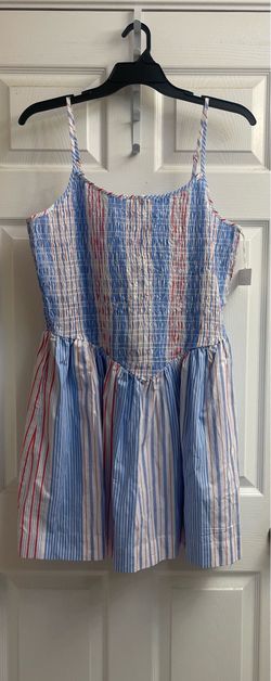 Brand new sleeveless smocked stripe mini dress size XL