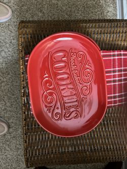 Christmas Cookie Plate Hallmark 'Fresh Baked Cookies' Ceramic Platter 11" x 8"