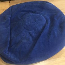 Thick Corduroy Navy Blue Bean Bag Chair - @ 3 ft Diameter - GREAT Condition