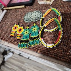 Beaded Native Earrings Set Of 4