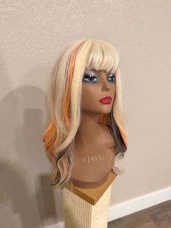 Blonde Wig with Orange and Dark Highlights never worn !